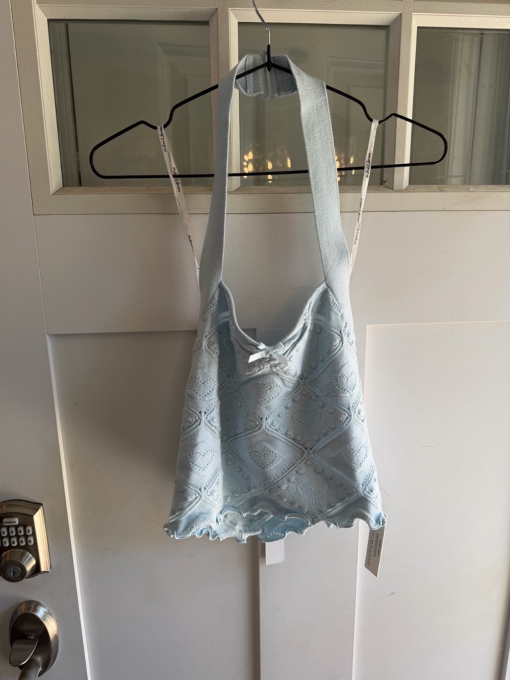 For Love & Lemons Pale Blue Halter Knit Camisole